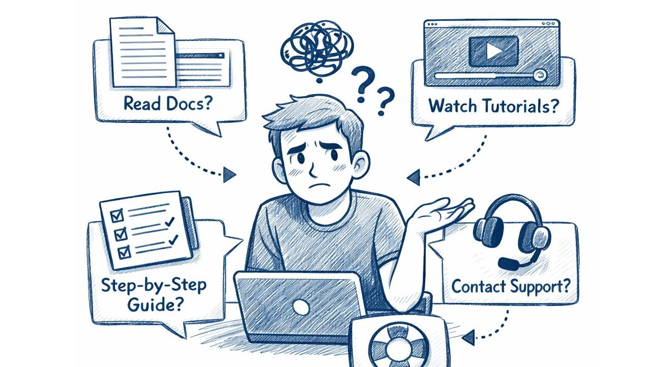 Illustration of a customer struggling to realize product value