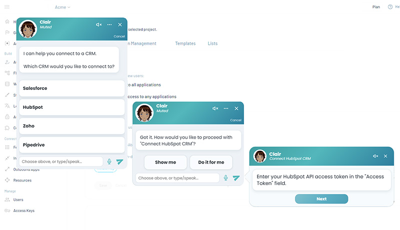 CoWalk in-product agent helping a user inside the application